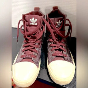 Adidas Originals Honey 2.0 Leather Suede high top  Maroon US8 croc print unique